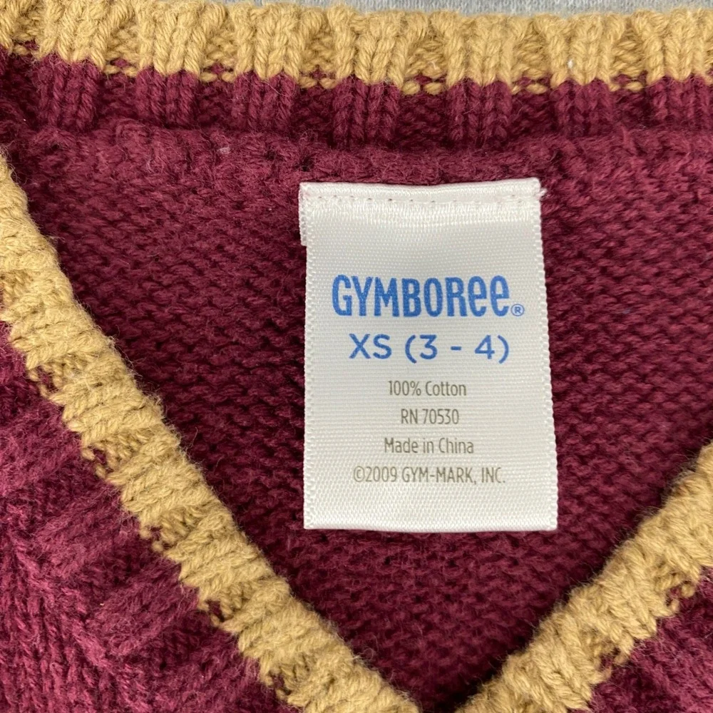 Gymboree Kids Burgundy Fair Isle Snowflake‎ Knit Vest Size XS 3-4 Cotton